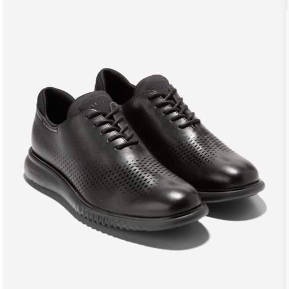 MENS COLE HAAN 2 ZEROGRAND LASER WINGTIP OXFORDS IN BLACK LEATHER - 14